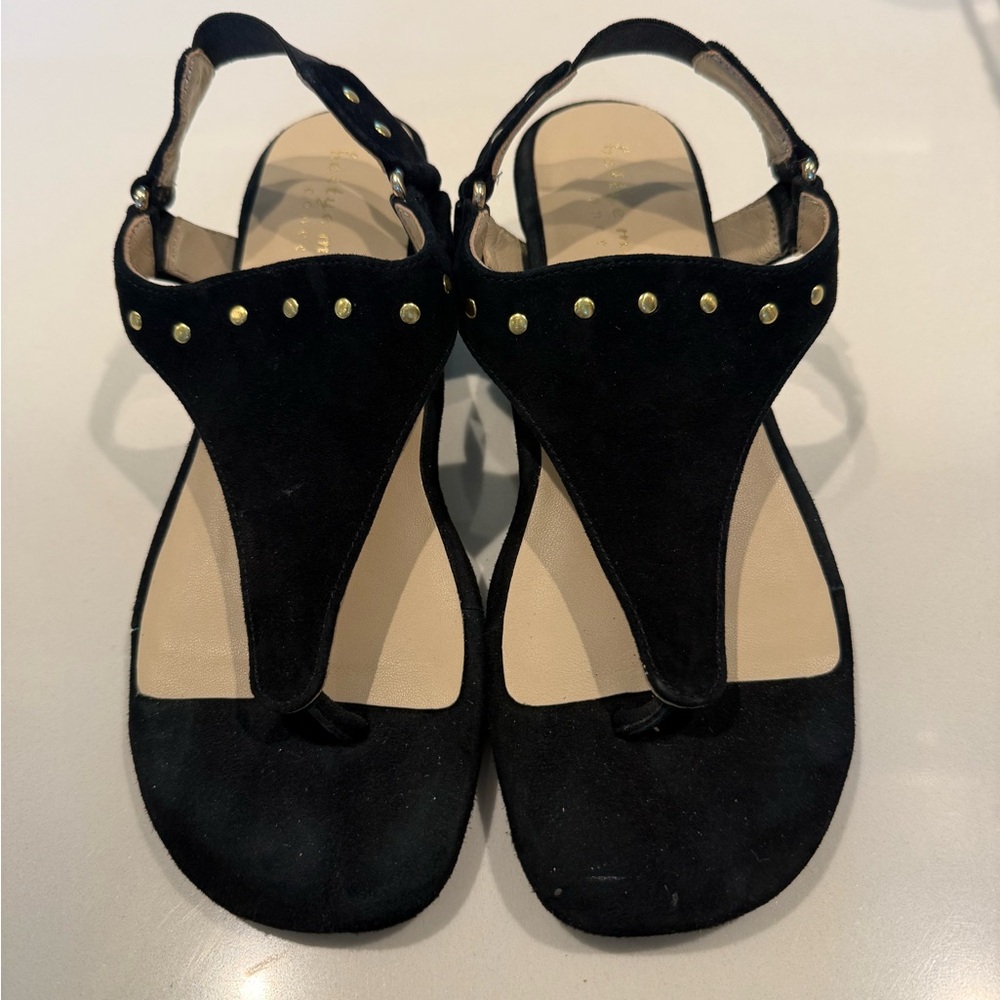Bettye Muller Black Suede Sandals with Gold Studs